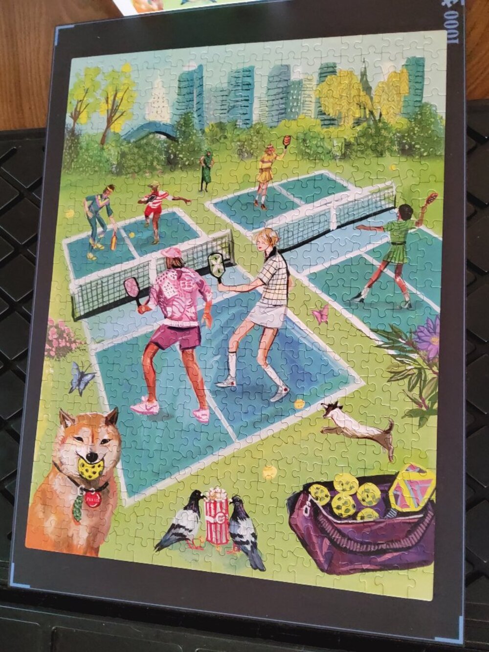 New York Puzzle Company Pickleball 500 Piece Jigsaw Puzzle Jenny Kroik Park Scen